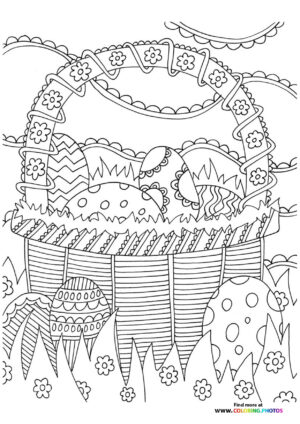 Easter basket doodle coloring page