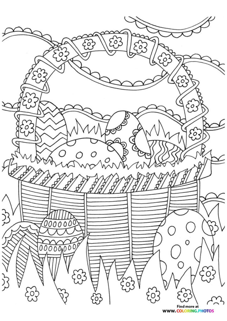 Easter basket doodle - Coloring Pages for kids