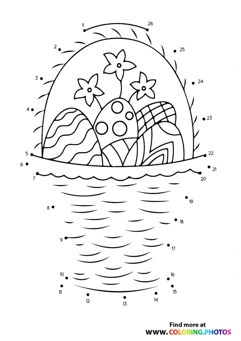 Easter basket dot the dots - Coloring Pages for kids