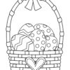 Easter basket with hearth coloring page