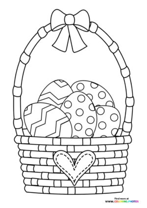 Easter basket with hearth coloring page