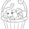 Easter basket with a rabbit coloring page