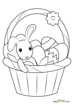 Easter basket with a rabbit coloring page