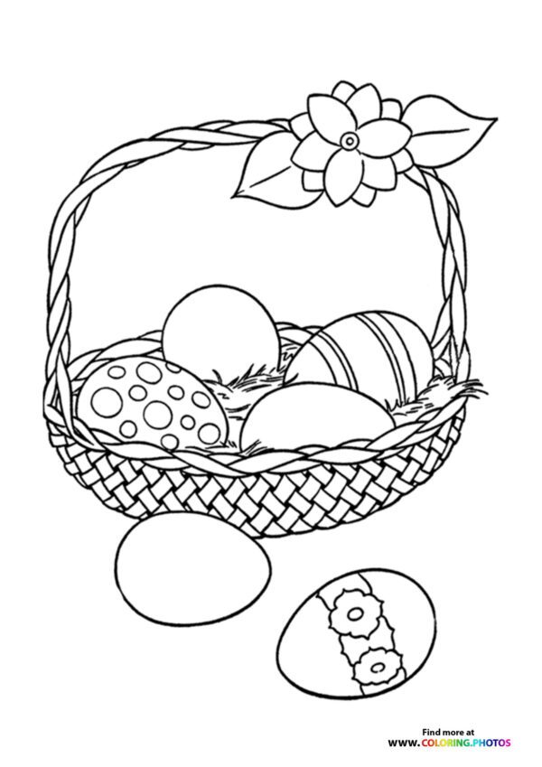 Easter basket with a flower coloring page