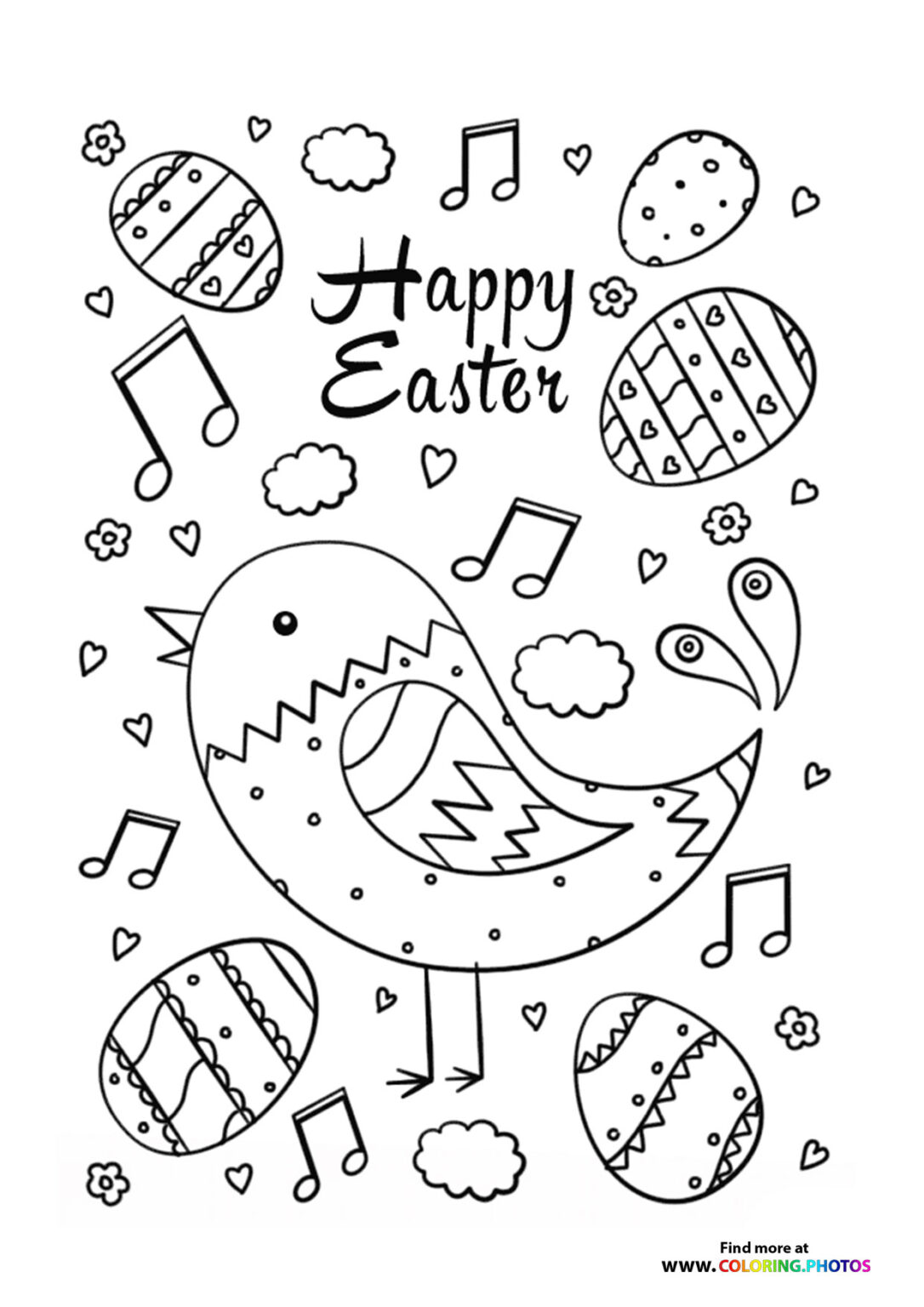 Easter bird doodle - Coloring Pages for kids