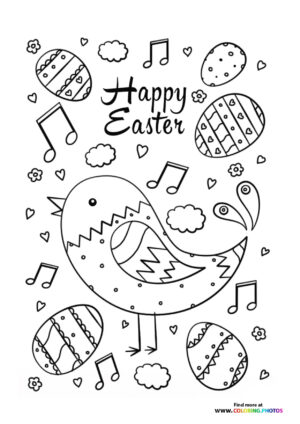 Easter bird doodle coloring page