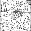Easter bunny hiding eggs coloring page
