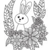 Easter bunny doodle coloring page