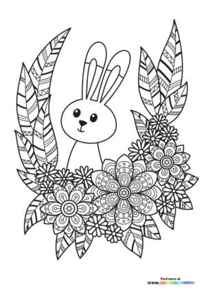 Easter bunny doodle coloring page