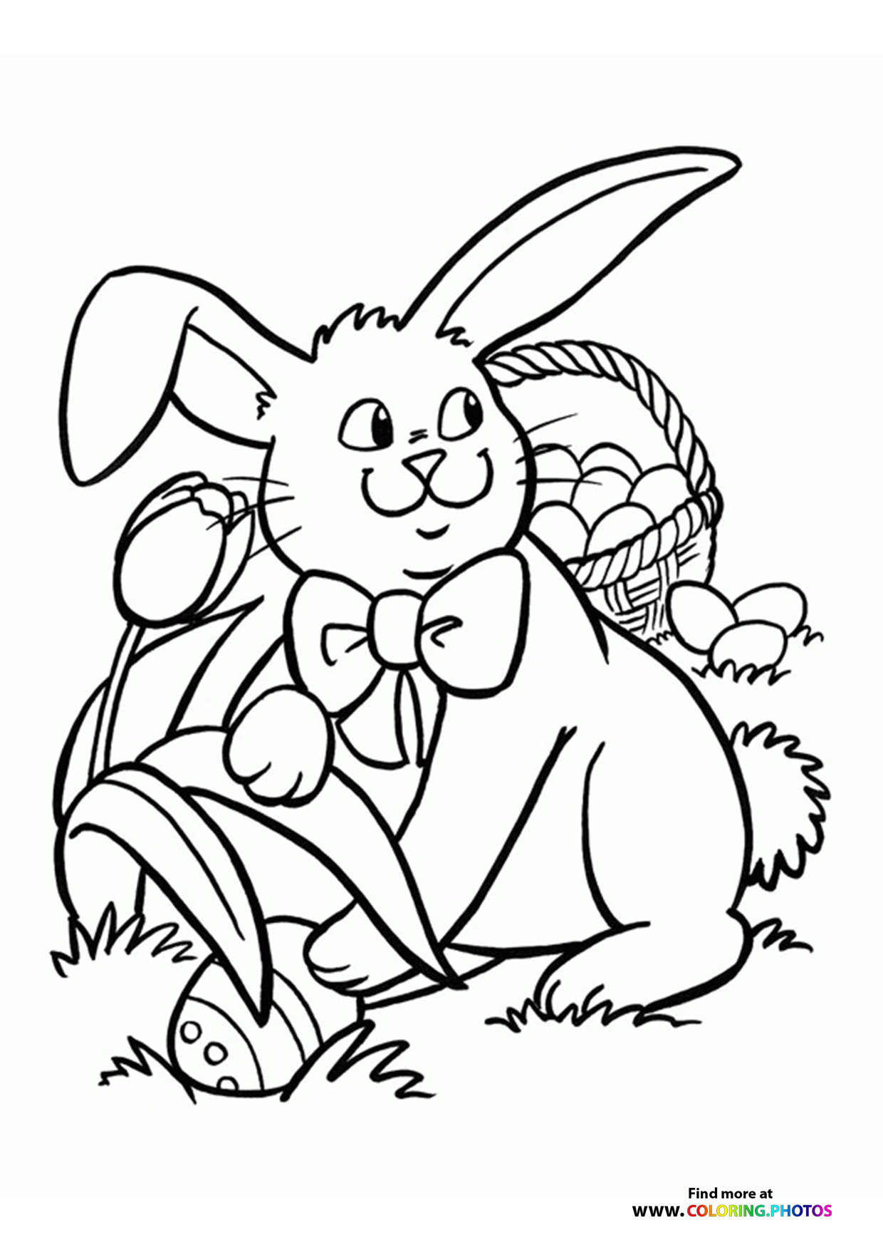 Easter bunny hiding eggs - Coloring Pages for kids