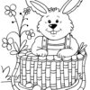 Easter buny in a basket coloring page