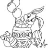 Easter bunny with balloons coloring page