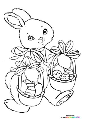Easter bunny with baskets coloring page