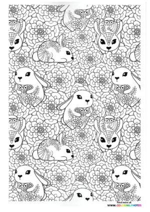 Easter bunnys for adults coloring page