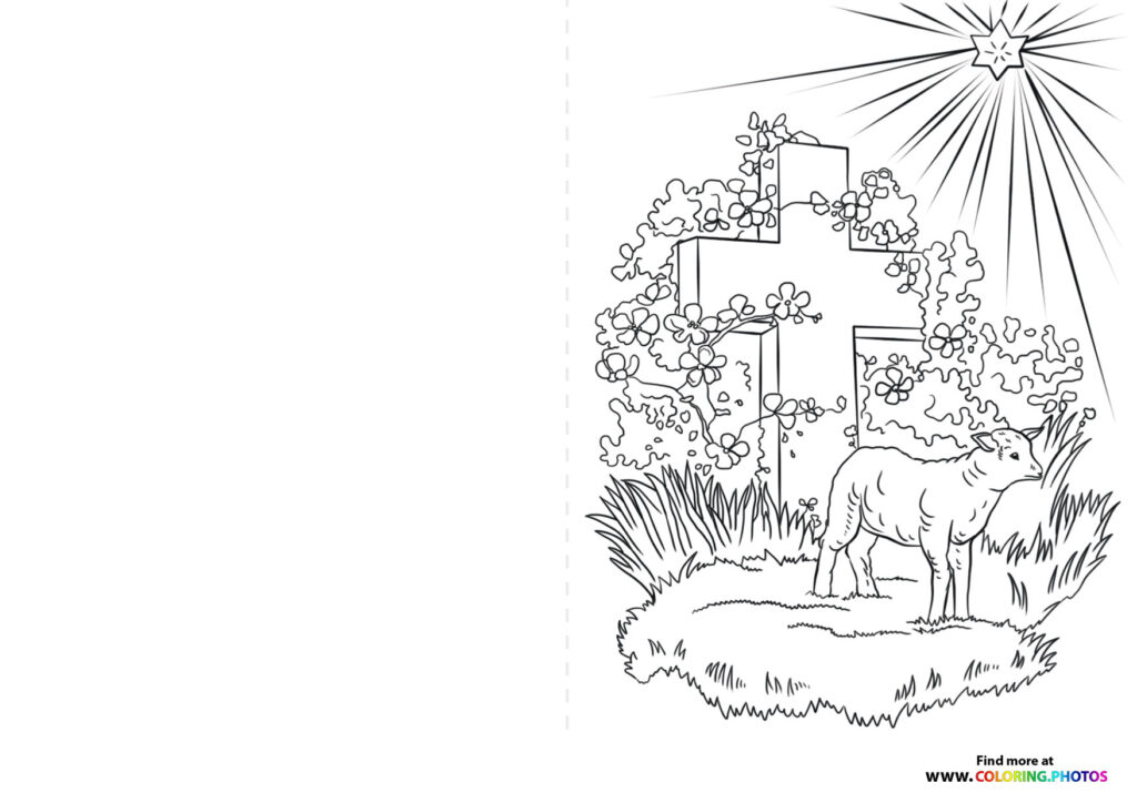 Alleluia Easter Jesus Coloring - Easter Card With A Cross Coloring Page 1024x724 