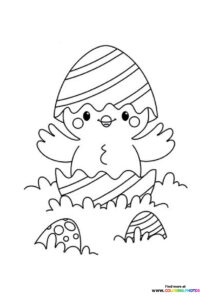 Easter chick in an egg - Coloring Pages for kids