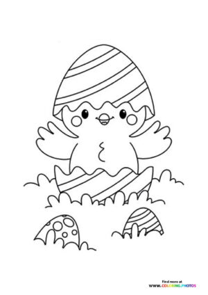 Easter chick in an egg coloring page