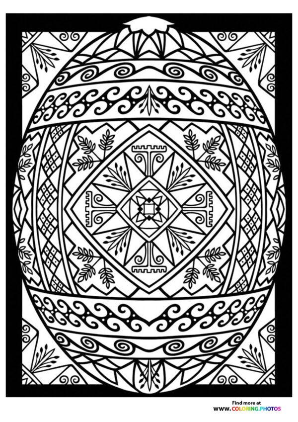 Easter egg for adults coloring page