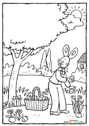 Easter egg hiding coloring page