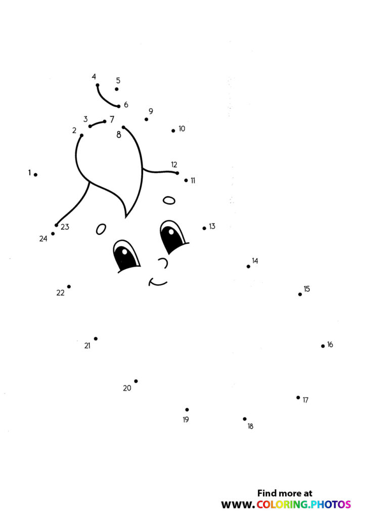 Happy ghost with big eyes and smiling face dot to dot coloring page, 24 dots