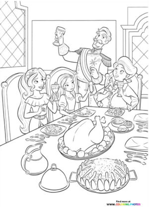 Elena Thanksgiving day family dinner coloring page