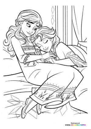 Elsa hugging Anna