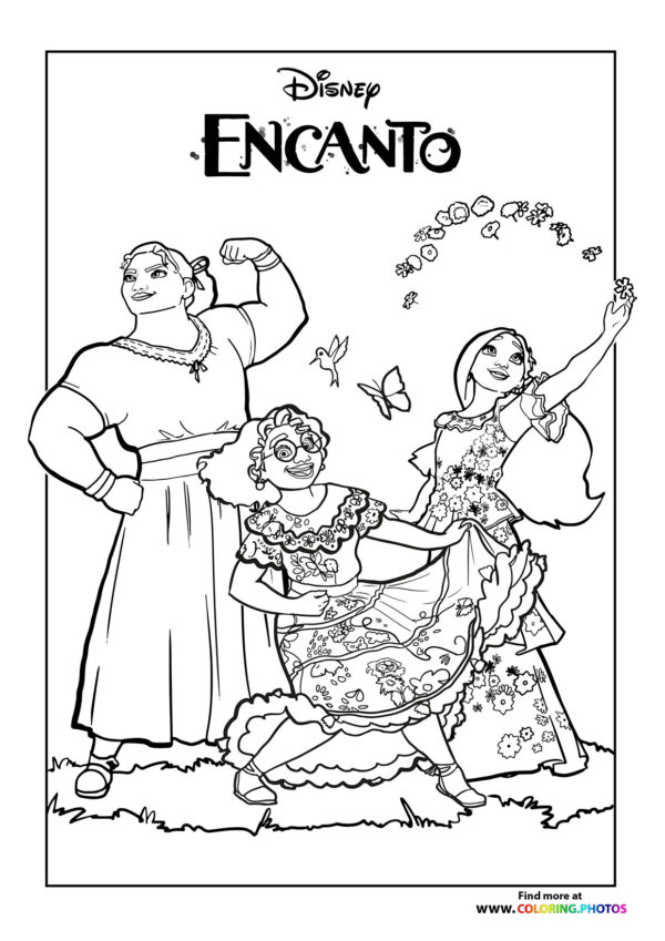 Encanto Mirabel Isabela and Luisa coloring page