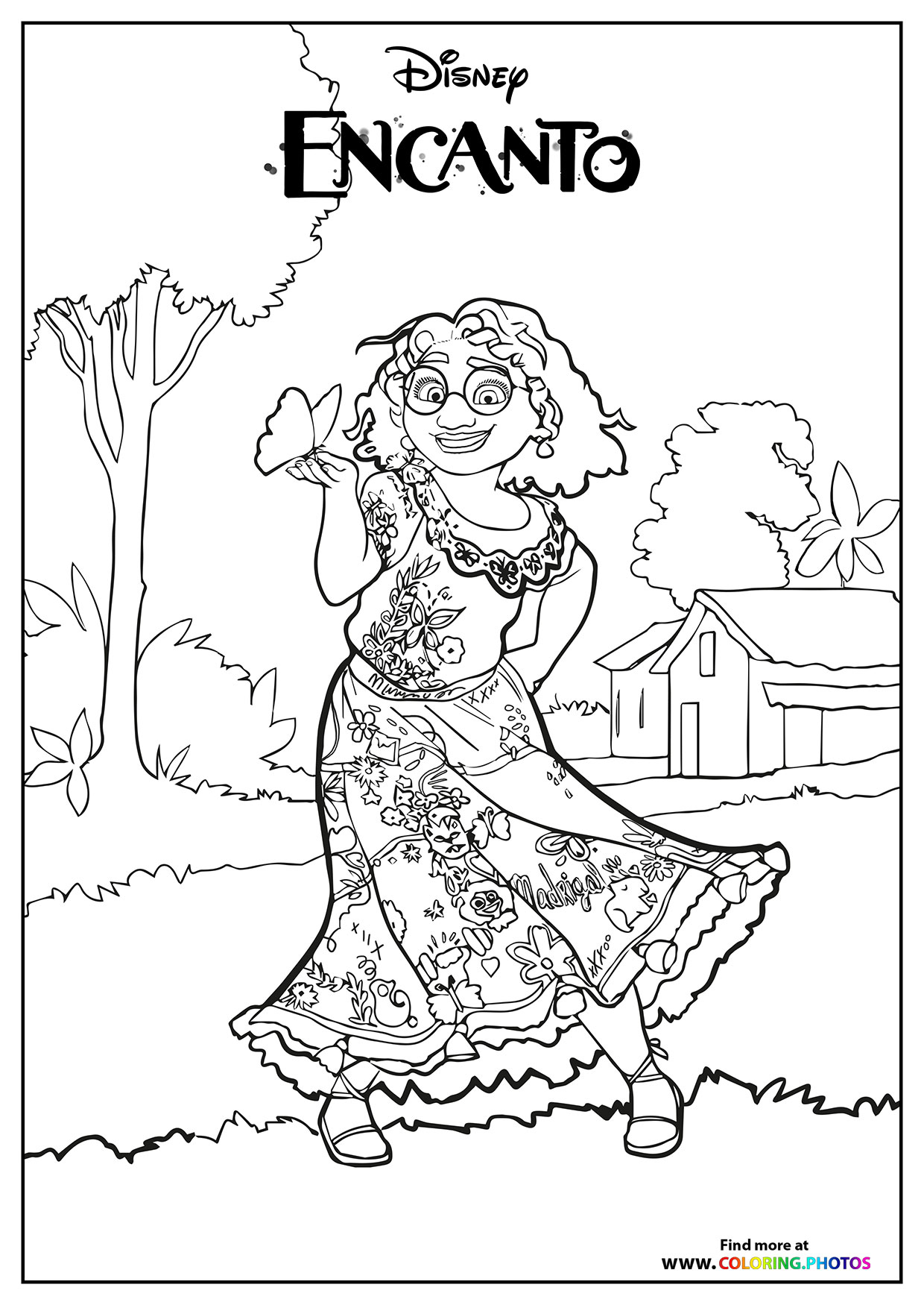 Encanto Mirabel Madrigal with a butterfly - Coloring Pages for kids