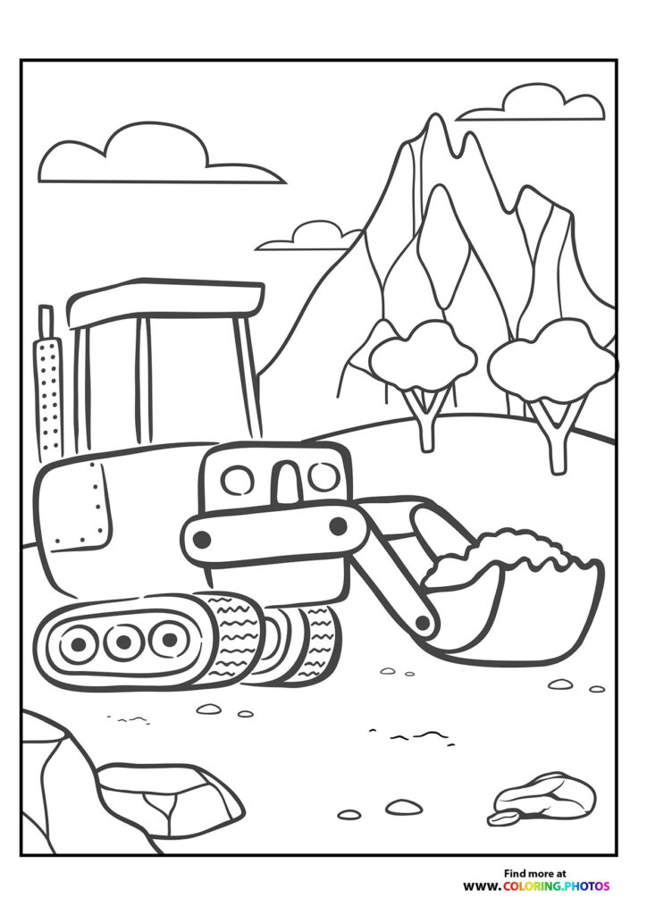 Excavator moving dirt - Coloring Pages for kids