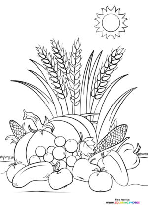 Fall fruit harvest coloring page