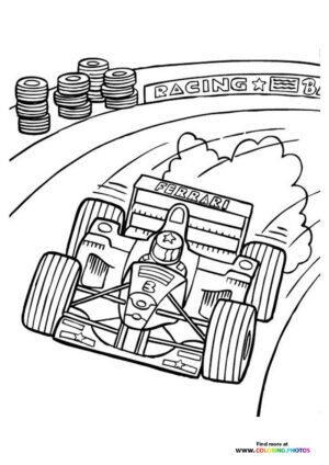 Fast Formula 1 car coloring page