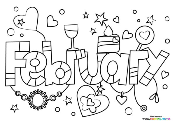 February theme coloring page