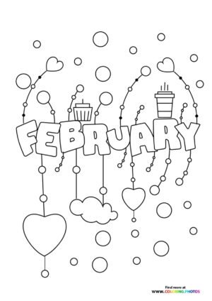 February Valentines month coloring page
