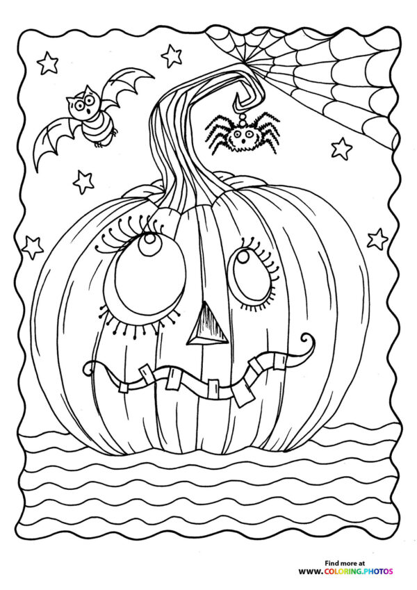 Female halloween pumpkin coloring page