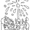 Fireworks for New Year coloring page