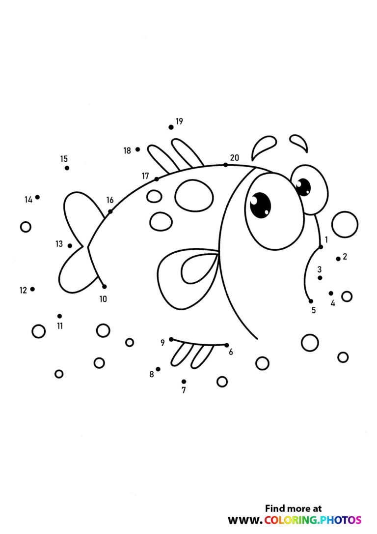 Fish dot the dots - Coloring Pages for kids