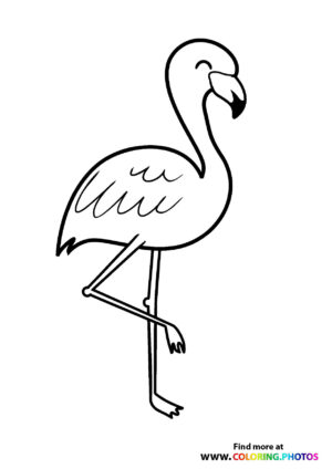 Cute flamingo standing on one leg coloring page