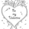 Flower Valentines card coloring page