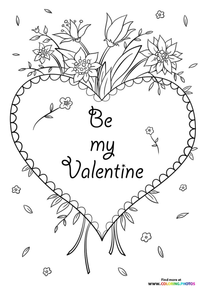 Flower Valentines card - Coloring Pages for kids