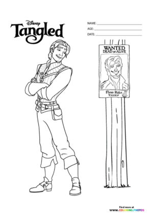 Flynn Rider is Wanted coloring page