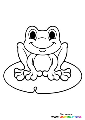 Cute frog on a leaf coloring page