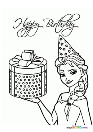 Frozen Elsa Birthday present coloring page
