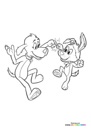 Tag and Scooch playing coloring page