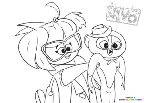 Gaby holding Vivo coloring page