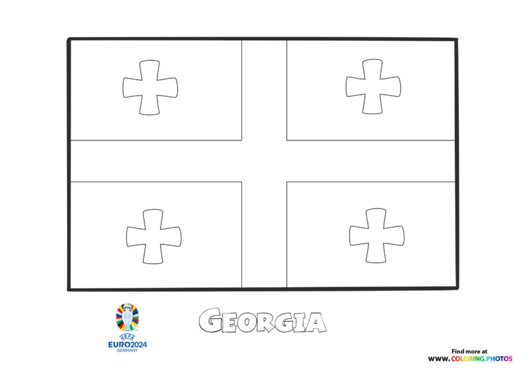 Georgia flag Euro 2024 - Coloring Pages for kids