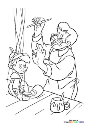 Gepeto making Pinocchio