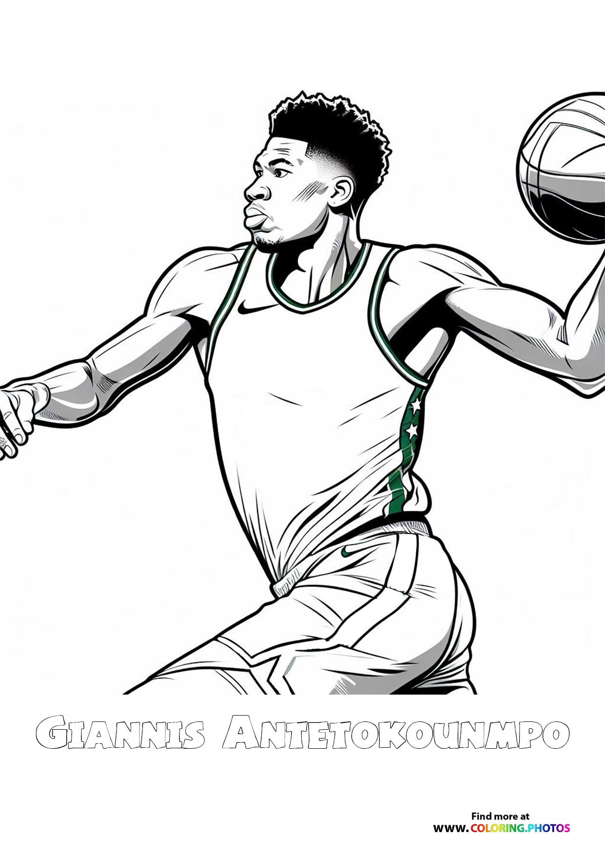 Giannis Antetokounmpo - Coloring Pages for kids | Free print or download