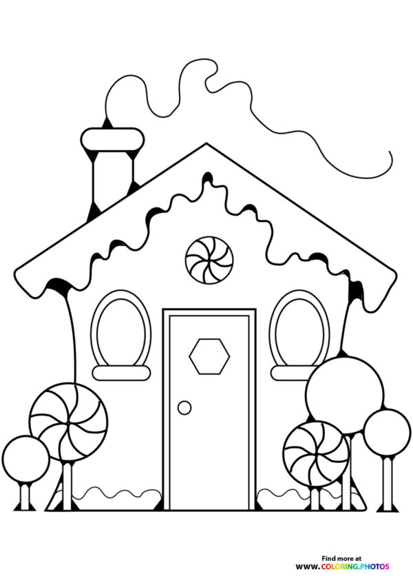 Gingerbread house coloring page