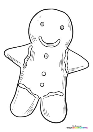 Gingerbread man smiling coloring page