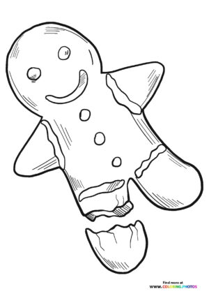 Gingerbread man with broken leg coloring page